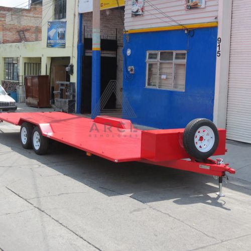 Remolque tipo plataforma de cama alta para transporte de RZR y cuatrimotos, con rampas movibles